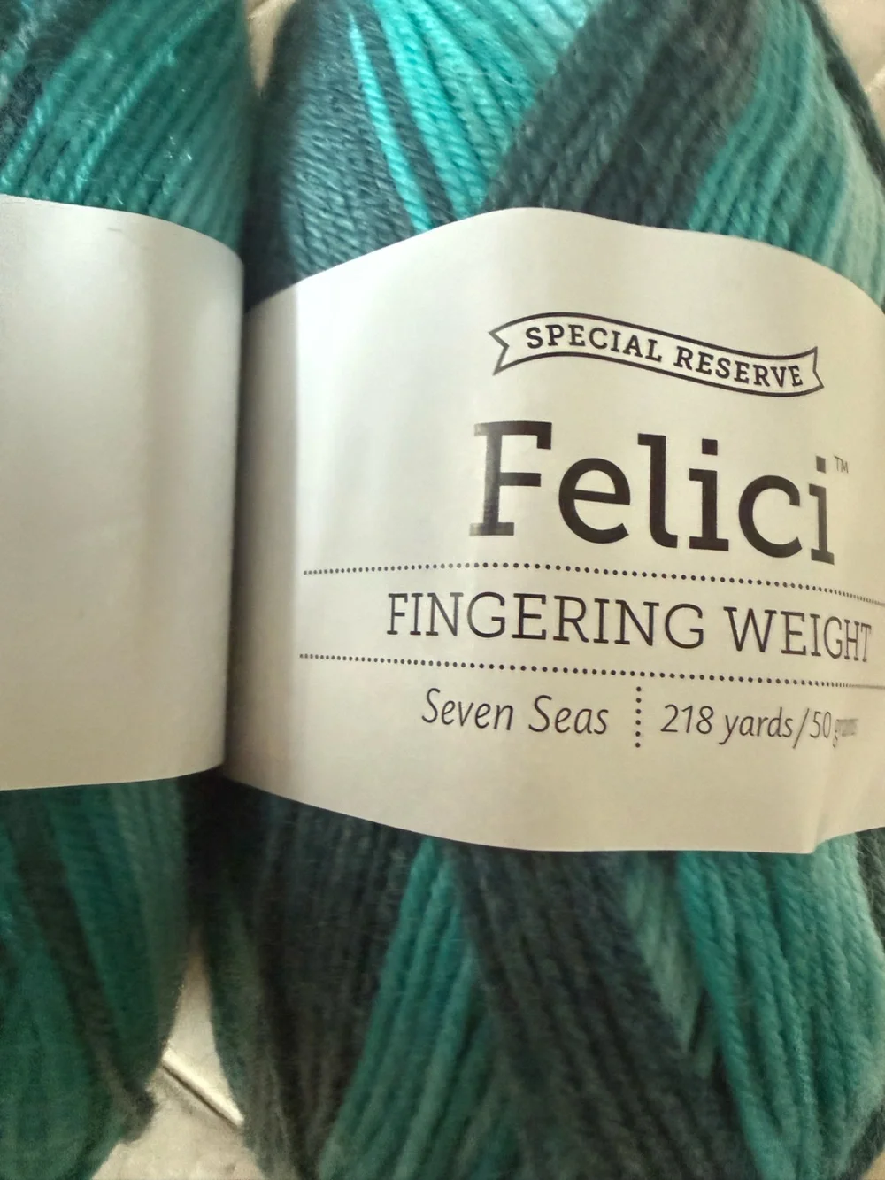 Felici Seven Seas Fingering Weight Yarn - Teal & Gray 2 Skeins Seven Seas